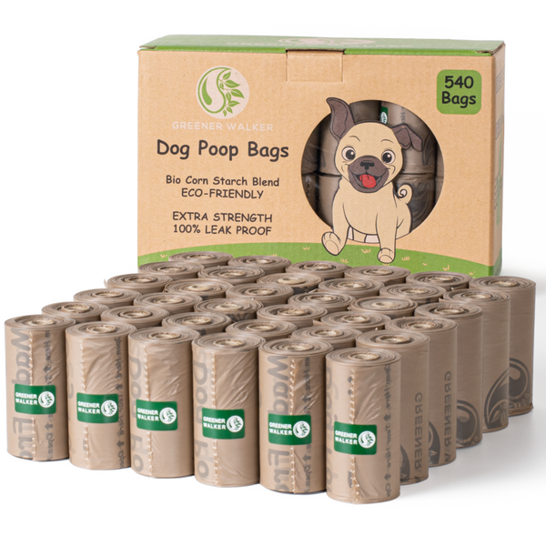 GREENER WALKER Poo Bags for Dog Waste, 540 Poop Bags,Extra Thick Strong 100% Leak Proof Biodegradable Dog Poo Bags(Brown)