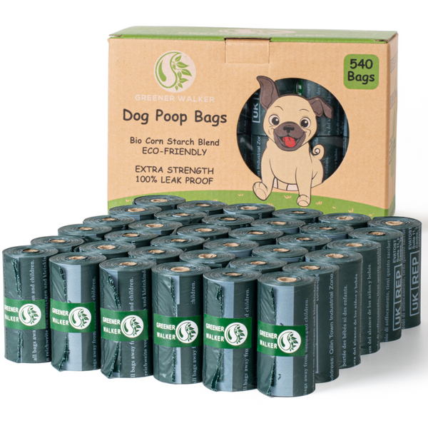 GREENER WALKER Poo Bags for Dog Waste, 540 Poop Bags,Extra Thick Strong 100% Leak Proof Biodegradable Dog Poo Bags(DeepGreen)