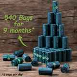 GREENER WALKER Poo Bags for Dog Waste, 540 Poop Bags,Extra Thick Strong 100% Leak Proof Biodegradable Dog Poo Bags(DeepGreen)